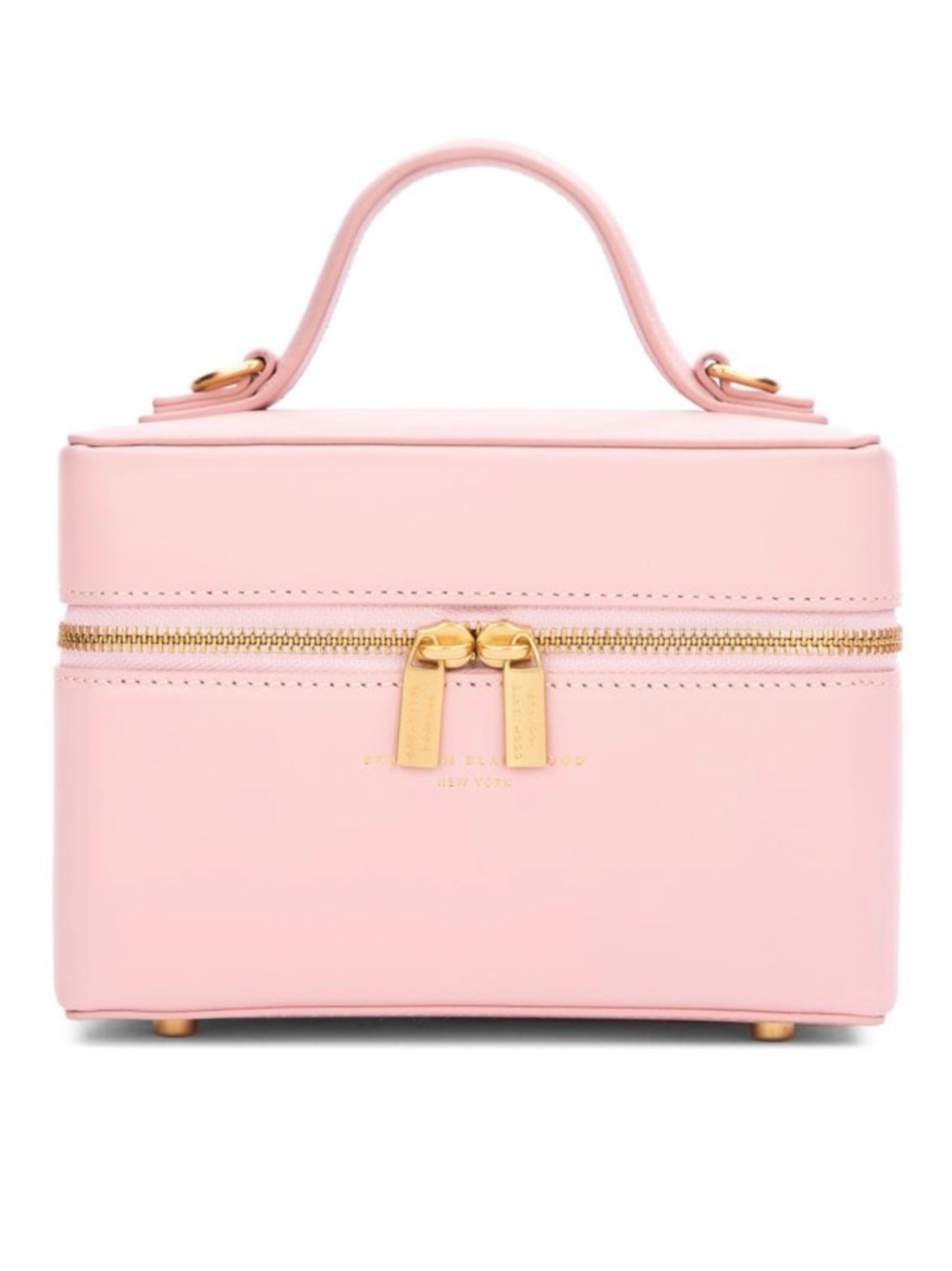 Women's Pink Leather Top-Handle Vanity Case Bag